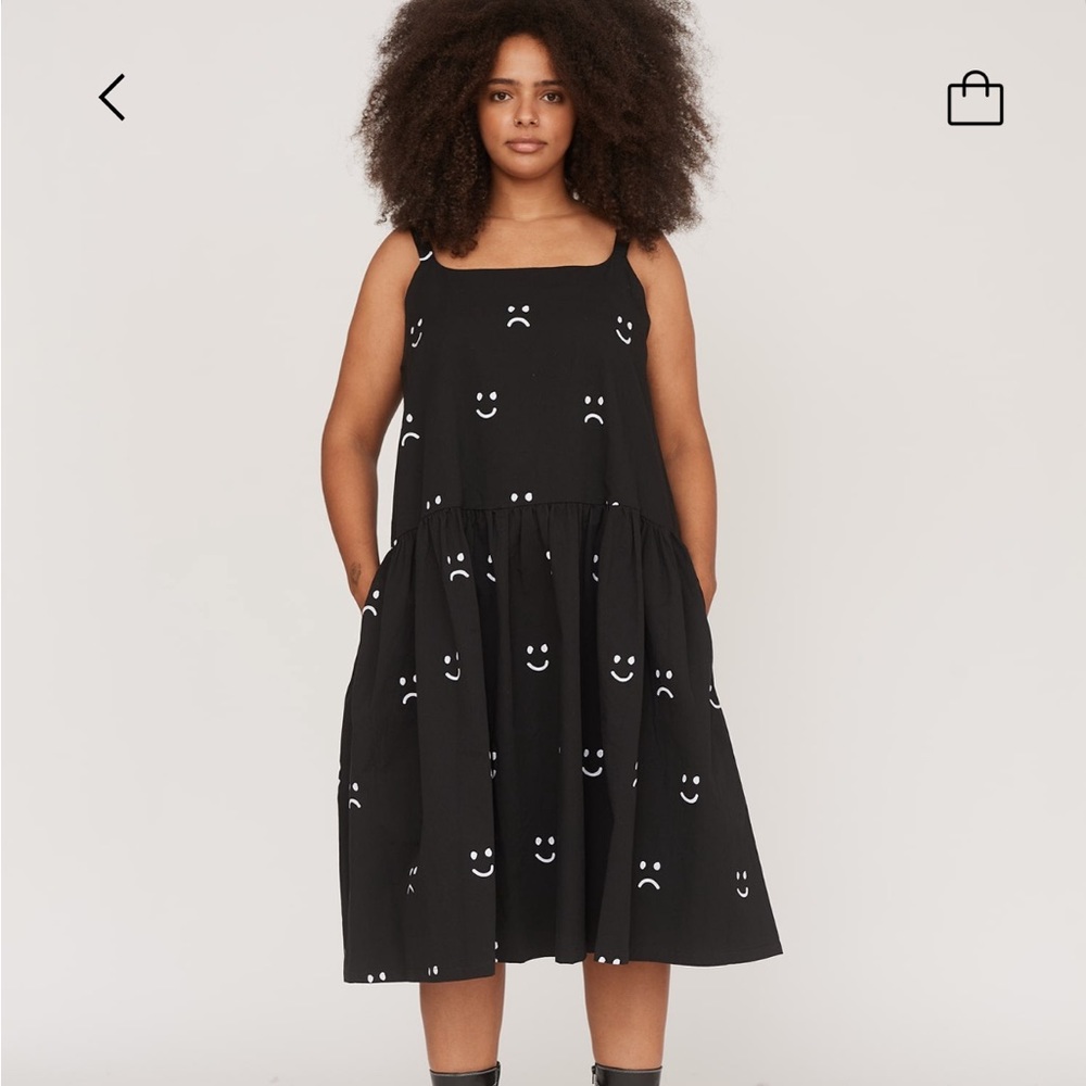 Happy Sad Drop Waist Smock Dress